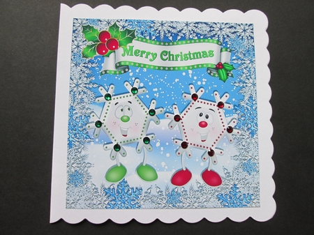 Toony face Snowflakes with holly in the snow 8x8 by BELINDA ABRAHAM