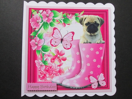 Pug In Pink Wellies 8x8 Mini Kit by BELINDA ABRAHAM