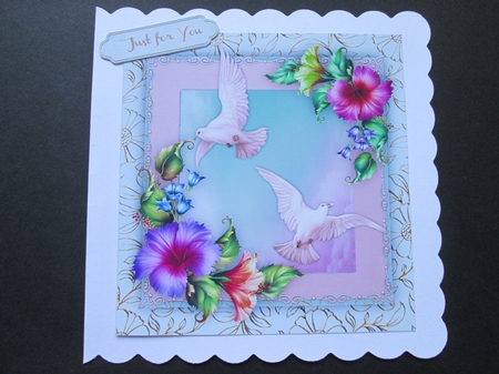 Beautiful Love Doves and Petunias by BELINDA ABRAHAM