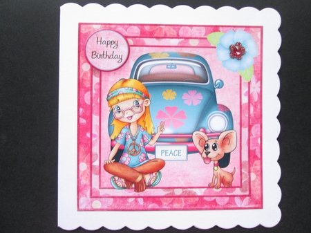 Hippie Birthday 8x8 Card Front/Topper by BELINDA ABRAHAM