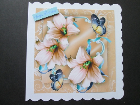 Beautiful Buff Logic Lillies and  butterflys by BELINDA ABRAHAM
