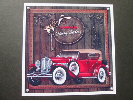 Forever Young Vintage Car Card Front 4 by BELINDA ABRAHAM