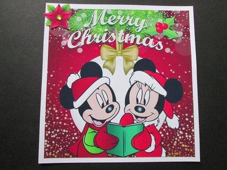 Mr and Mrs Mouse Carol singing with  red santa hats 8x8 by BELINDA ABRAHAM