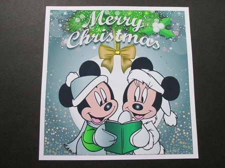 Mr and Mrs Mouse Carol singing with silver santa hats 8x8 by BELINDA ABRAHAM