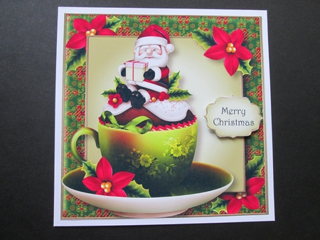 Christmas Teacup Cake - Santa 8x8 by BELINDA ABRAHAM