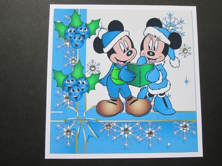 Carol singing mice with blue toony holly 8x8 by BELINDA ABRAHAM