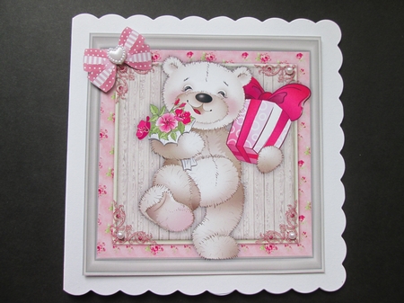Valentines Ready Teddy Bear 8x8 by BELINDA ABRAHAM