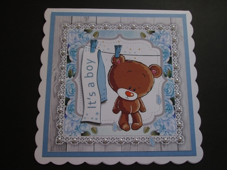 Sweet Baby Boy Teddy 8x8 Mini Kit by BELINDA ABRAHAM