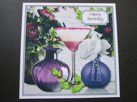 Plum and purple flowers, cocktail, vase and perfume by BELINDA ABRAHAM