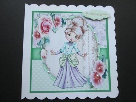 Vintage Girl and Pink Roses  by BELINDA ABRAHAM