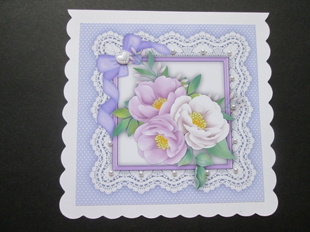 Lilac Peonys On Lace  by BELINDA ABRAHAM