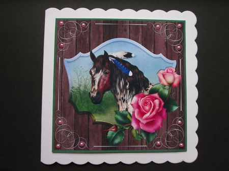 FRAMED HORSE & ROSES by BELINDA ABRAHAM