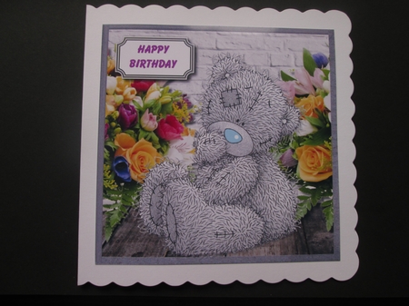Tatty teddy with vibrant flowers by BELINDA ABRAHAM