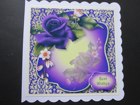 Jewel Damask & Purple Roses 8x8 by BELINDA ABRAHAM