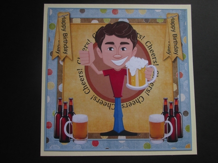 Cheers 8x8 Birthday Card Front Topper by BELINDA ABRAHAM