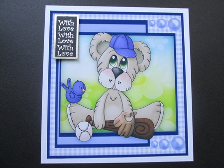 Baseball Bear In Blue Hat by BELINDA ABRAHAM