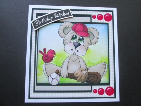 Baseball Bear in a Red Cap by BELINDA ABRAHAM