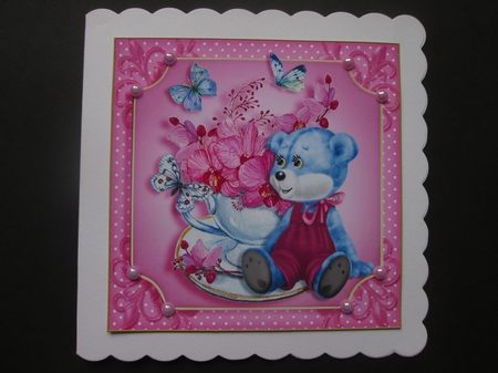 Teddy Tea Cup Quick Card Front 1 by BELINDA ABRAHAM