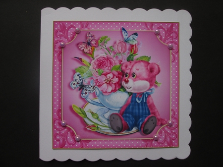 Teddy Tea Cup Quick Card Front 2 by BELINDA ABRAHAM