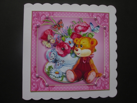 Teddy Tea Cup Quick Card Front 4 by BELINDA ABRAHAM