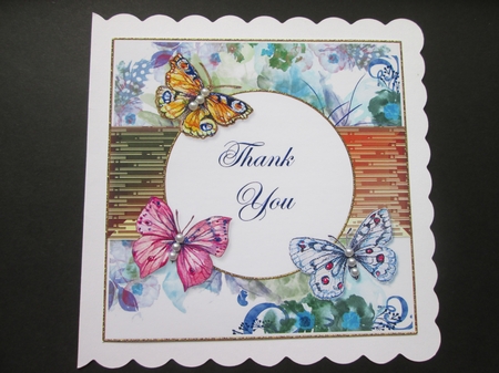 Floral and Butterflies Thank You Card Front 3 by BELINDA ABRAHAM