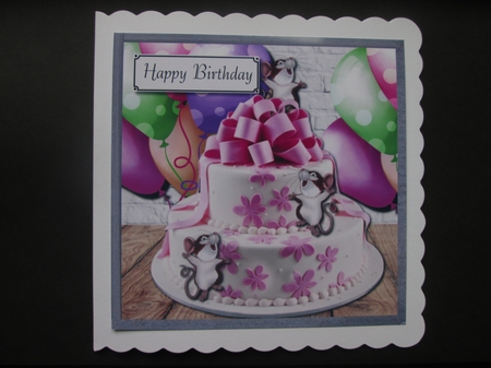 Pastel balloons and cake with cheeky mice by BELINDA ABRAHAM