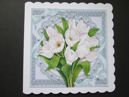 Beautiful White Tulips 8x8 by BELINDA ABRAHAM