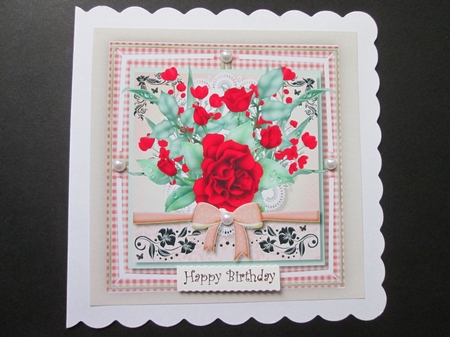 Beautiful Red Roses on Gingham  by BELINDA ABRAHAM