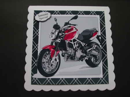 Red & Black Motorbike 8x8 by BELINDA ABRAHAM