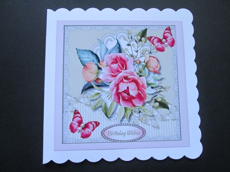 Deep Pink Roses and  Butterflys  by BELINDA ABRAHAM
