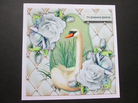 Beautiful Swan card Topper& Tags by BELINDA ABRAHAM