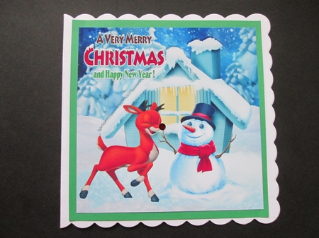 cute little deer with snowman 8x8 by BELINDA ABRAHAM