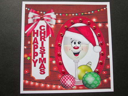Drink and be Merry With toony glass & fairy lights 8x8 by BELINDA ABRAHAM