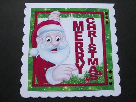 A lovely happy santa in a festive holly frame 8x8 by BELINDA ABRAHAM