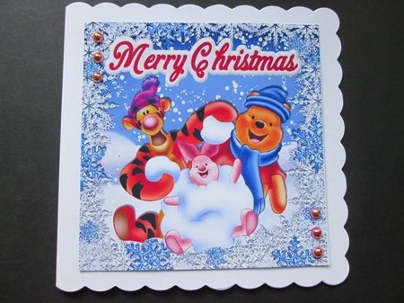 Snow much fun! in the snow with bear and friends 8x8 by BELINDA ABRAHAM