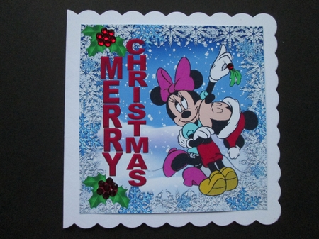 Kiss me under the mistletoe with snow & holly 8x8 by BELINDA ABRAHAM