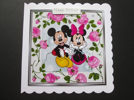  Mouses in love with pretty pink roses 8x8 by BELINDA ABRAHAM