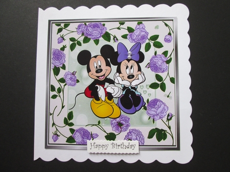 Mouses in love with pretty purple roses 8x8 by BELINDA ABRAHAM