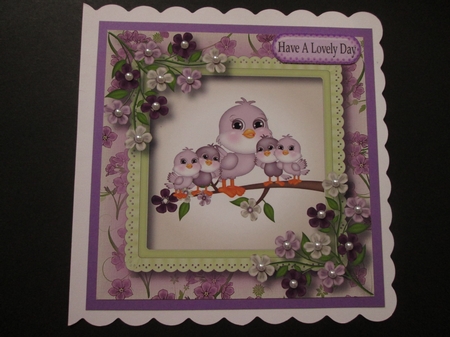 Mummy & 4 Baby Birds - mothers day or birthday 8x8 by BELINDA ABRAHAM
