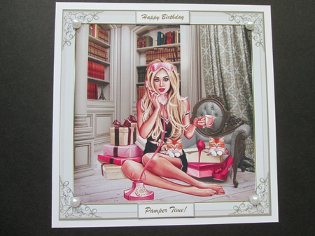 Glamorous Girl Decoupage Topper by BELINDA ABRAHAM