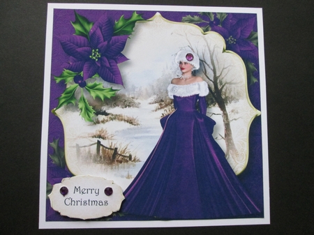 A Winter Walk - The Purple Dress 8x8 by BELINDA ABRAHAM