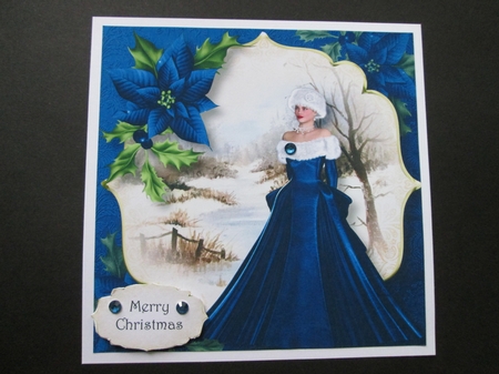 A Winter Walk - The Blue Dress 8x8 by BELINDA ABRAHAM