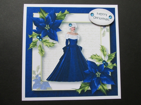 Poise & Poinsettias - Blue 8x8 by BELINDA ABRAHAM