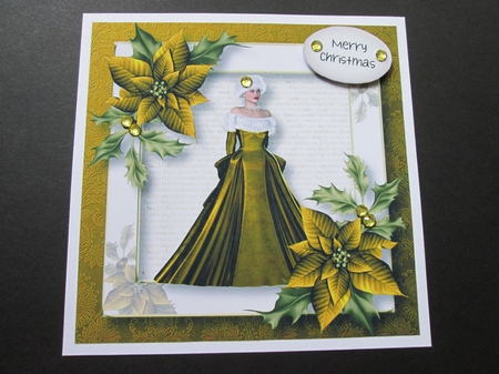 Poise & Poinsettias - Gold 8x8 by BELINDA ABRAHAM