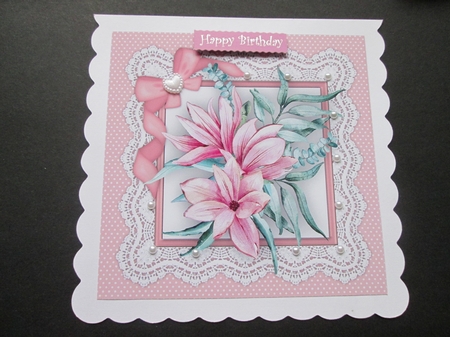 Stunning Magnolias on Lace  by BELINDA ABRAHAM