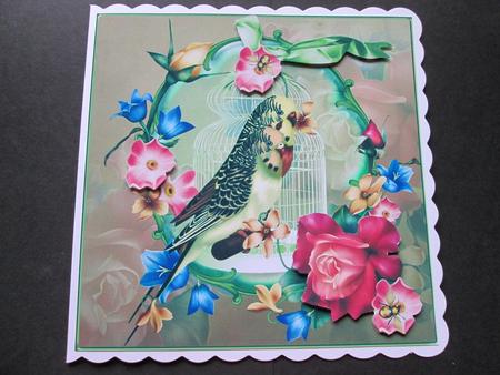 Pretty Flowers and Birds Topper with Decoupage by BELINDA ABRAHAM