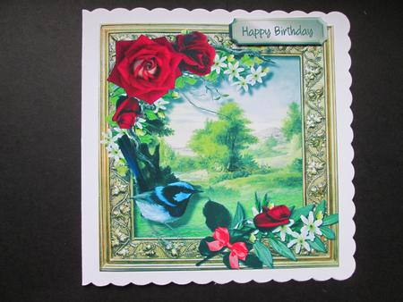 Beautiful Blue Tit and Red Roses  by BELINDA ABRAHAM