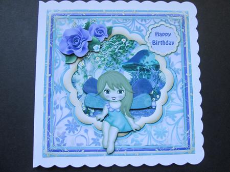Pretty Fairy Girl in Scalloped Frame Card Front by BELINDA ABRAHAM