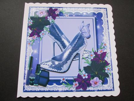 Lilac Sparkle Shoes with Butterfly and Flowers 8x8 by BELINDA ABRAHAM