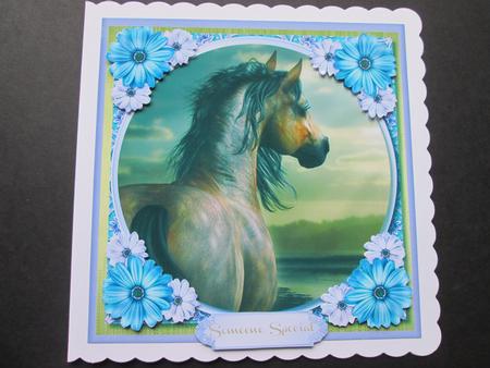 Lovely Stallion with Blue Daisy's  by BELINDA ABRAHAM